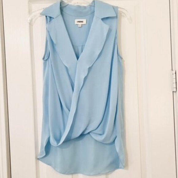 L'AGENCE Freja Draped Sleeveless Aqua Silk Top size XS - Picture 1 of 11